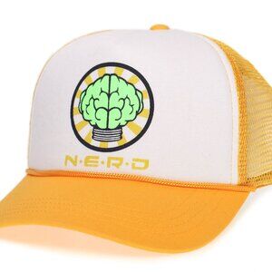 Custom NERD Trucker Hat Neptunes N*E*R*D Cap N.E.R.D. Cap Gold/White